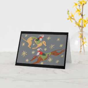 Elves riding Greyhounds in the Starry Sky Card