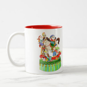 Elves Rocking Horse Two-Tone Coffee Mug