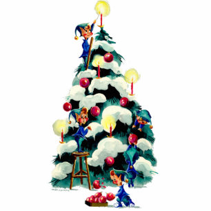 ELVES TRIMMING the CHRISTMAS TREE by SHARON SHARPE Standing Photo Sculpture
