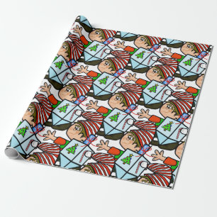 Elves with Dreidel Chrismukkah Gift Wrap