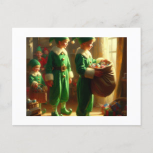 Elves with  Gifts,  Postcard