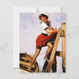 Elvgren Climbing Out Of The Boat Holiday Card