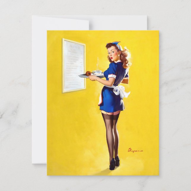 Elvgren Waitress Holiday Card (Front)