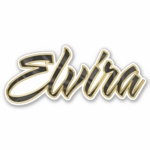 Elvira black gold lettering sticker
