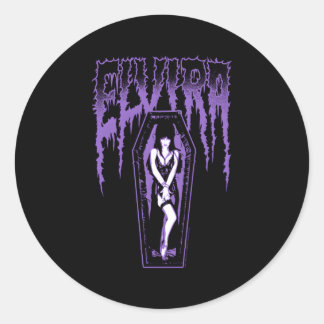 Elvira Mistress Of The Dark Name Purple Coffin Classic Round Sticker