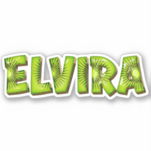Elvira Name Kiwi Design Sticker