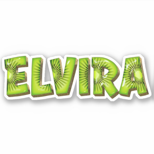 Elvira Name Kiwi Design Sticker (Front)