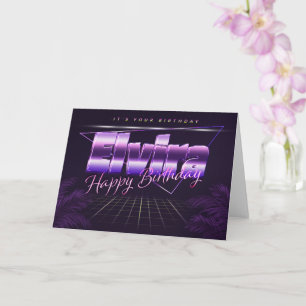 Elvira Name Vorname lila retro Karte Geburtstag Card