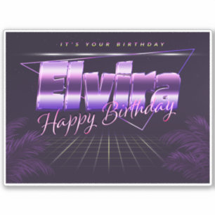 Elvira Name Vorname lila retro Sticker Geburtstag