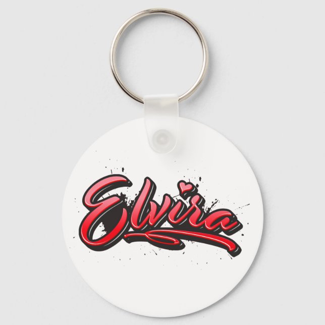 Elvira red Heart Graffiti Schlüsselanhänger Key Ring (Front)