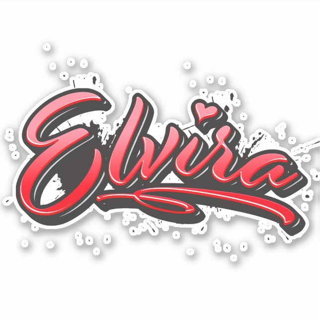 Elvira red Heart Graffiti Sticker (Front)
