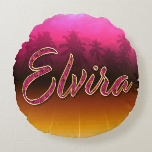 Elvira Vorname Name golden pink Kissen Round Cushion