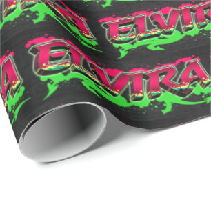 Elvira Vorname Name Graffiti red green Wrapping Paper