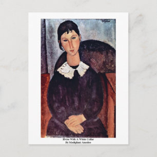 Elvira With A White Collar By Modigliani Amedeo Postcard
