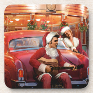 Elvis and Marilyn Christmas Coaster
