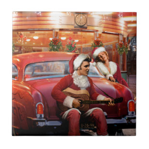 Elvis and Marilyn Christmas Tile