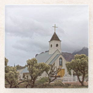Elvis Church at the Superstitions Glass Coaster