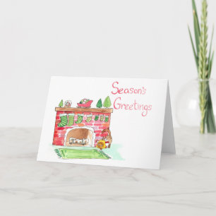 Elvis Guards the Fireplace Greeting Card