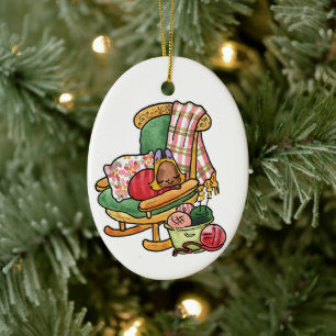 Elvis on the rocking chair ceramic tree decoration