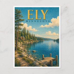 Ely Minnesota Shagawa Lake GeoSaga Postcard