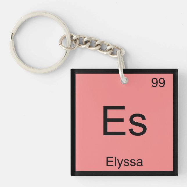 Elyssa Name Chemistry Element Periodic Table Key Ring (Front)