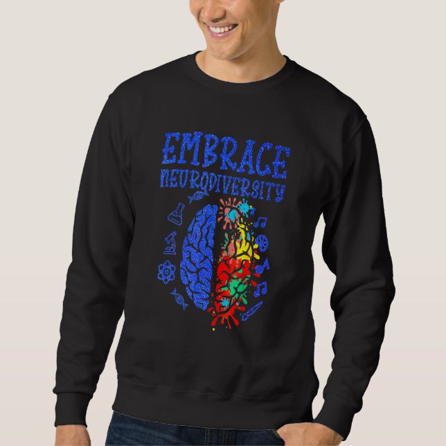 Em Brace Neuro Diversity Autism Awareness ASD Men  Sweatshirt (Front)