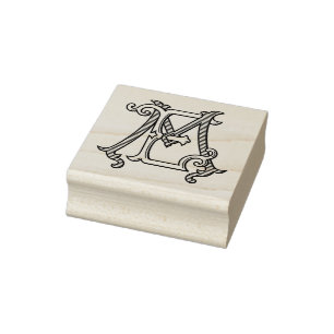 EM Initials ME Monogram Rubber Ink Stamp Wedding
