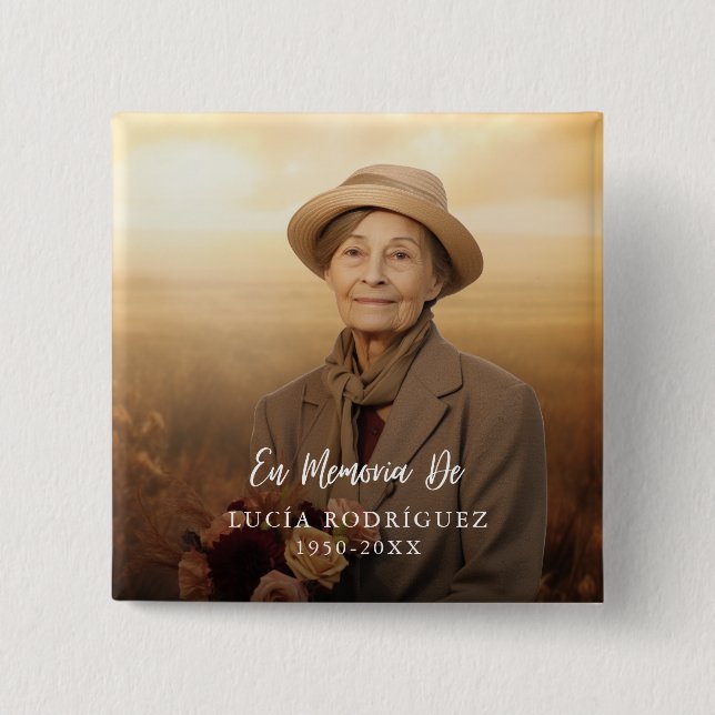 Em Memoria de Spanish Funeral Tribute Button (Front)