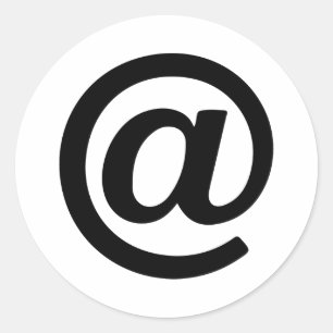 Email at sign silhouette classic round sticker