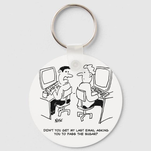 Email Computer Lesson. Funny Cartoon Key Ring (Front)