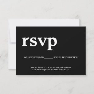 Email RSVP Reserved Seat White on black Card