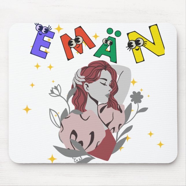 EMAN cute name design Mouse Mat (Front)