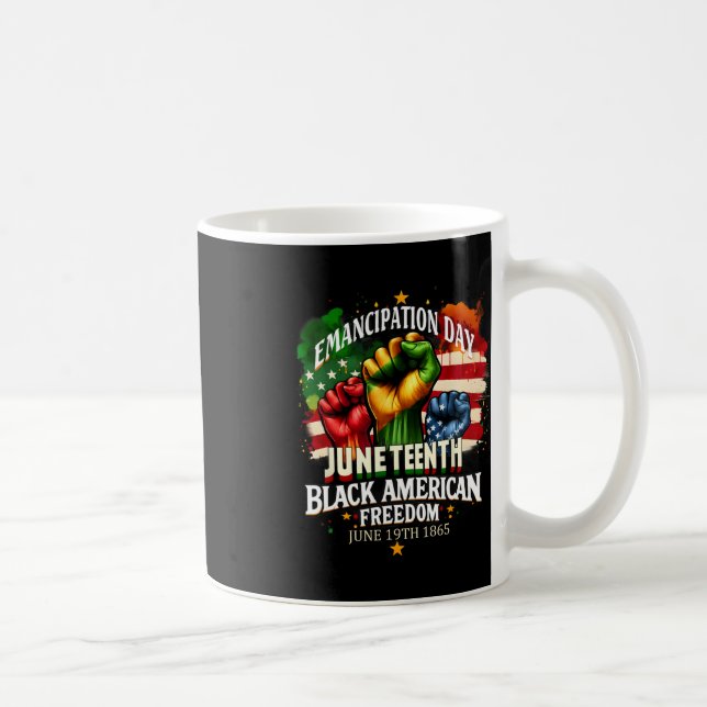 Emancipation Day Juneteenth Black American Flag Fr Coffee Mug (Right)
