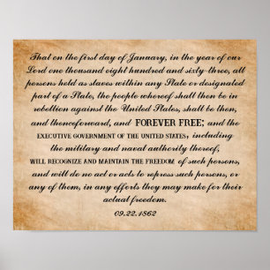 Emancipation Proclamation by Abraham Lincoln Poster