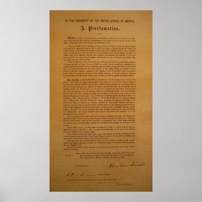 Emancipation Proclamation Typeset 1864 Poster (Front)