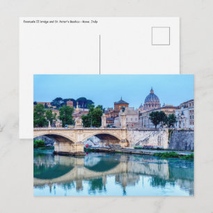 Emanuele II bridge and St. Peter's Basilica - Rome Postcard