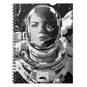 Embark on Cosmic Journey: Striking Girl Astronaut  Notebook