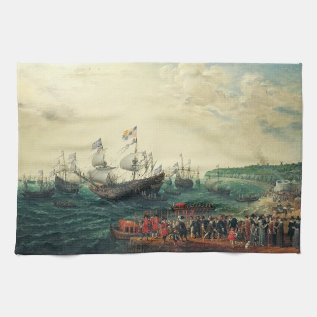 Embarkation at Margate of the Elector Palatine  Tea Towel (Horizontal)