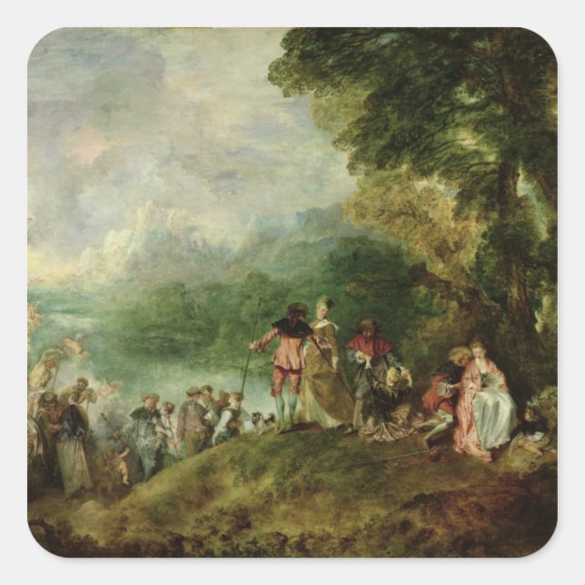 Embarkation for Cythera, 1717 Square Sticker (Front)