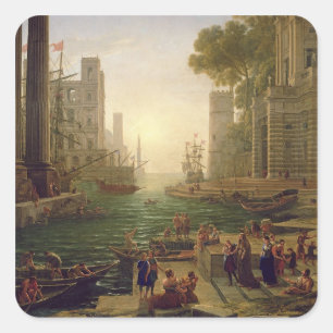 Embarkation of St. Paula Romana at Ostia, 1637-39 Square Sticker