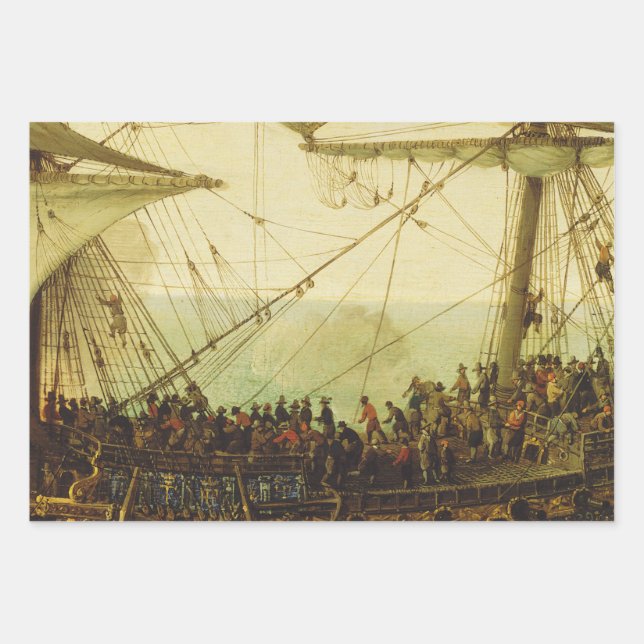 Embarkation of the Elector Palatine  Wrapping Paper Sheet (Front)