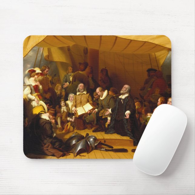 Embarkation of the Pilgrims by Robert Walter Weir Mouse Mat (With Mouse)