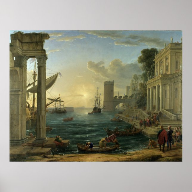 Embarkation of the Queen of Sheba - Claude Lorrain Poster (Front)
