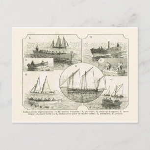 Embarking a naval vessel, 19th century postcard