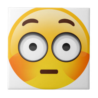 Embarrassed Emoji with flushed cheeks Tile
