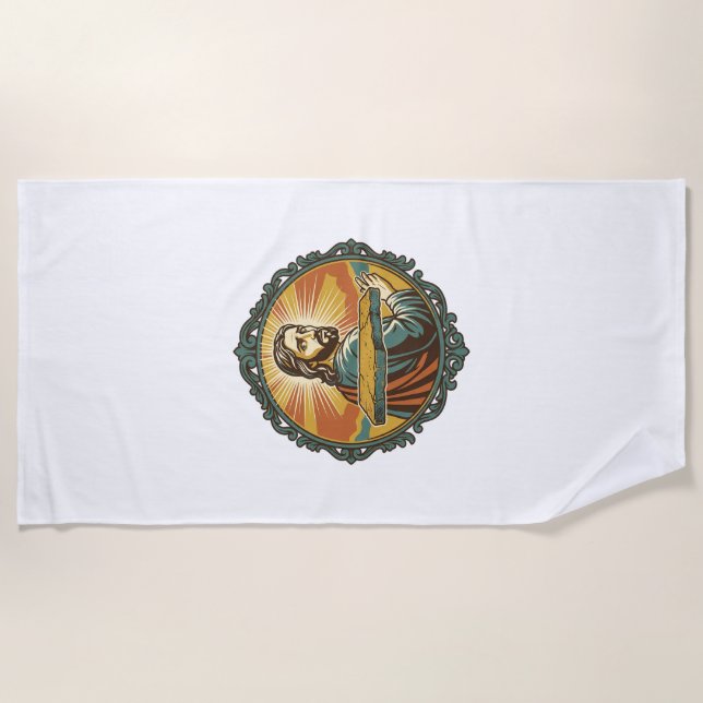 Embarrassed Jesus Tripping Flat Surface Public Clu Beach Towel (Front)