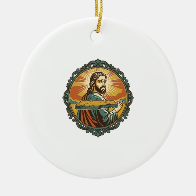 Embarrassed Jesus Tripping Flat Surface Public Clu Ceramic Tree Decoration (Front)