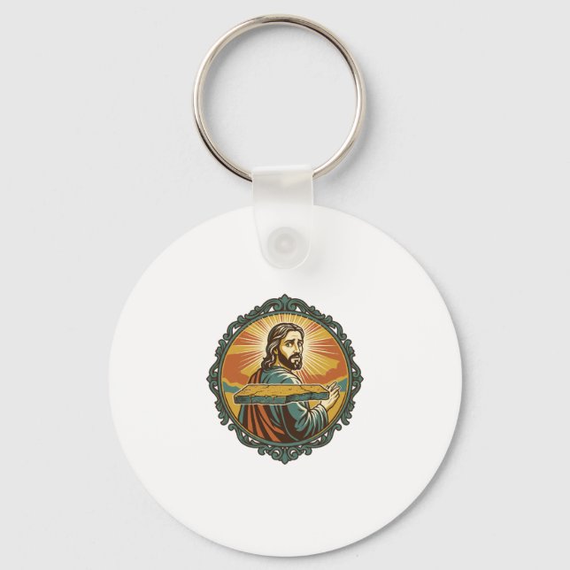 Embarrassed Jesus Tripping Flat Surface Public Clu Key Ring (Front)
