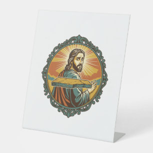 Embarrassed Jesus Tripping Flat Surface Public Clu Pedestal Sign