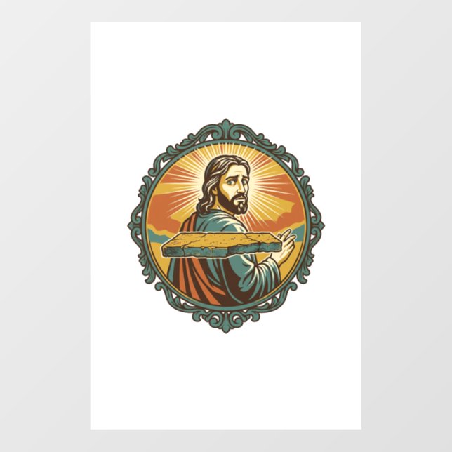 Embarrassed Jesus Tripping Flat Surface Public Clu Window Cling (Sheet)